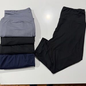 High-Waisted capri Leggings bundle  Activewear- 3 black 1 gray 1 navy